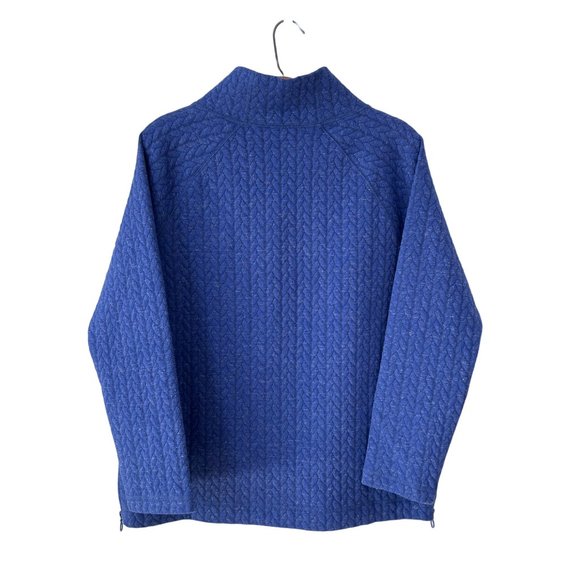 T by Talbots Quilted Shimmer Pullover Women M Mock Neck Blue Fall Winter Relaxed - Picture 3 of 9